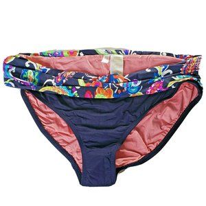 Anne Cole Floral Navy Swim Bikini Bottom XL NWOT
